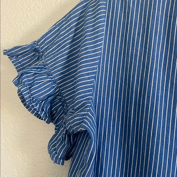 Mille Victoria Dress Tiered Ruffled Maxi In Harbor Stripe. Size M - Picture 11 of 14